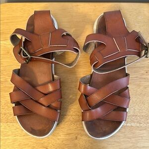 Brown Faux-Leather Women's Sandals